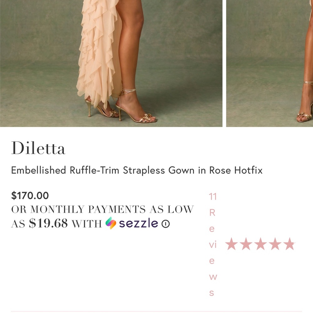 Diletta floral rhinestone ruffle maxi dress with slit - Picture 4 of 4